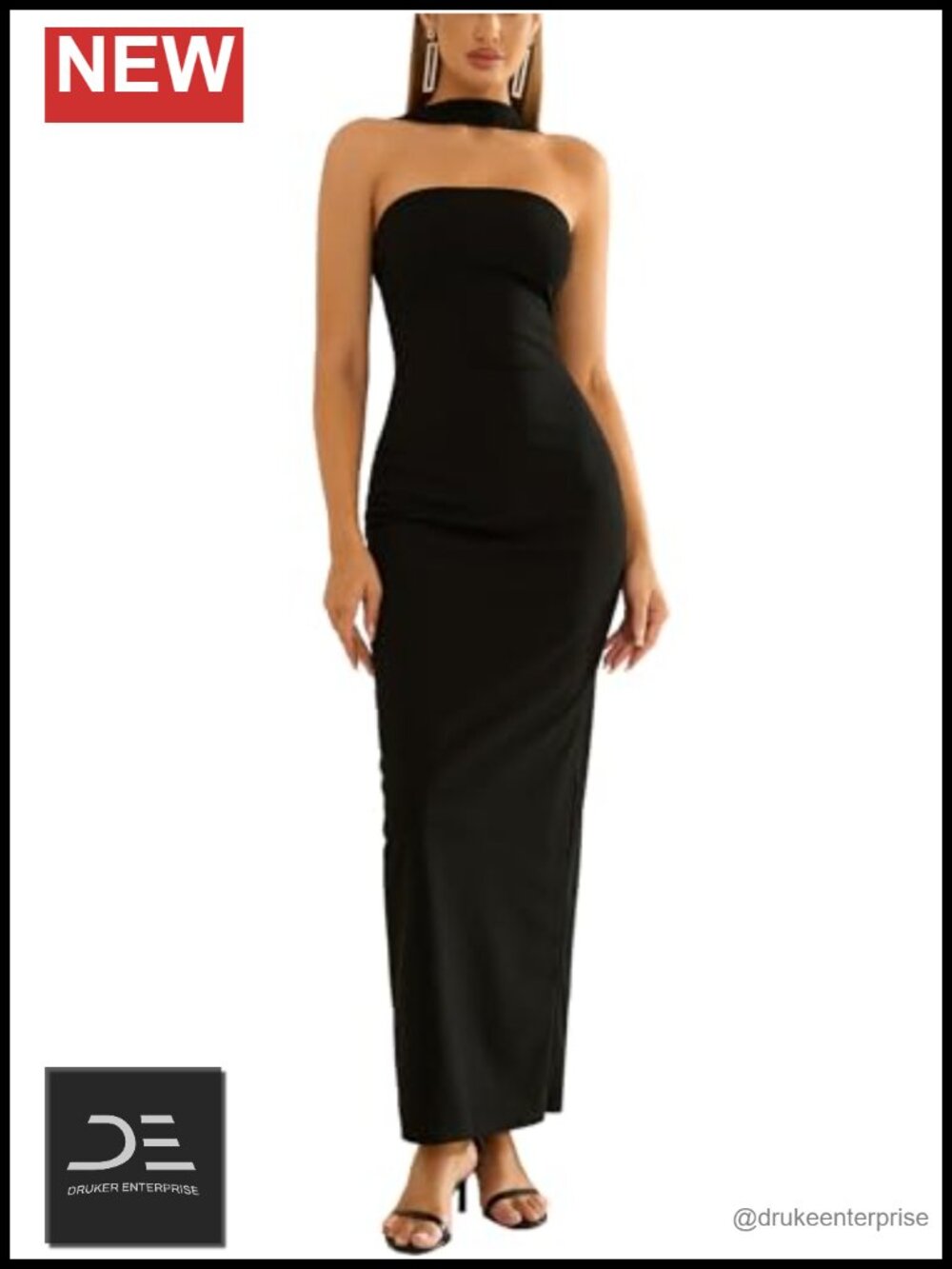 Women Formal Bodycon Maxi Dress Halter Neck Sleeveless Backless Wedding Guest